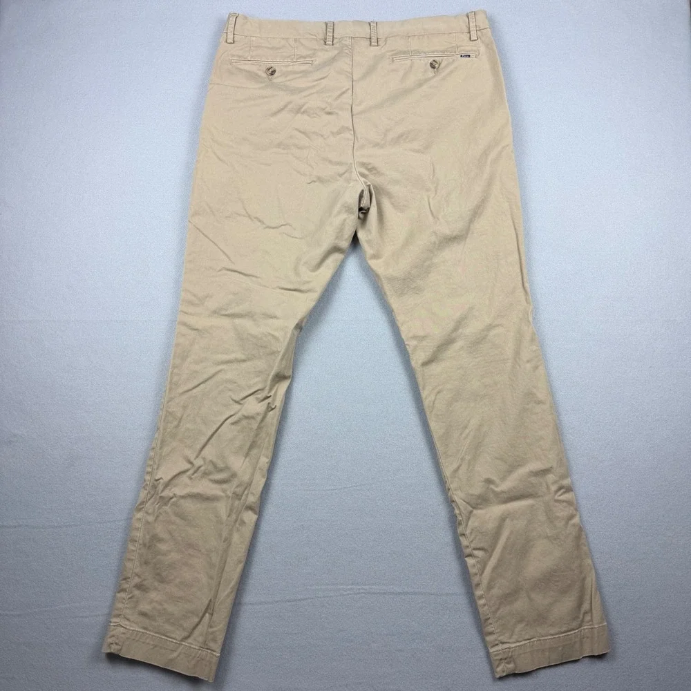 Polo Ralph Lauren Men's 36x34 Tan Stretch Slim Fit Twill Chino Pants Flat Front